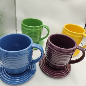 Bosco-ware Beehive Circles 4 pairs coasters & mugs cups RARE